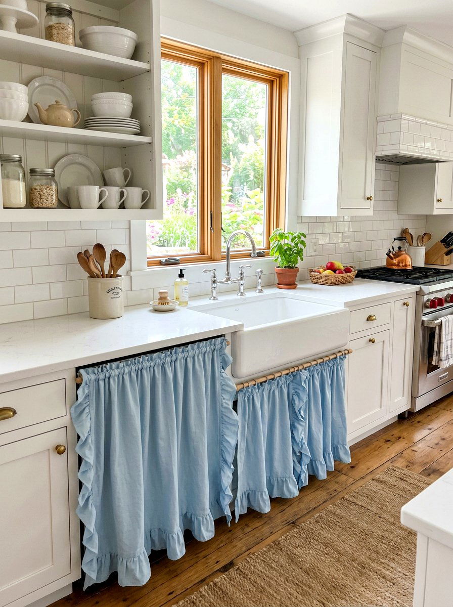 Ruffled Edge Sink Skirt - 30 sink skirt kitchen ideas