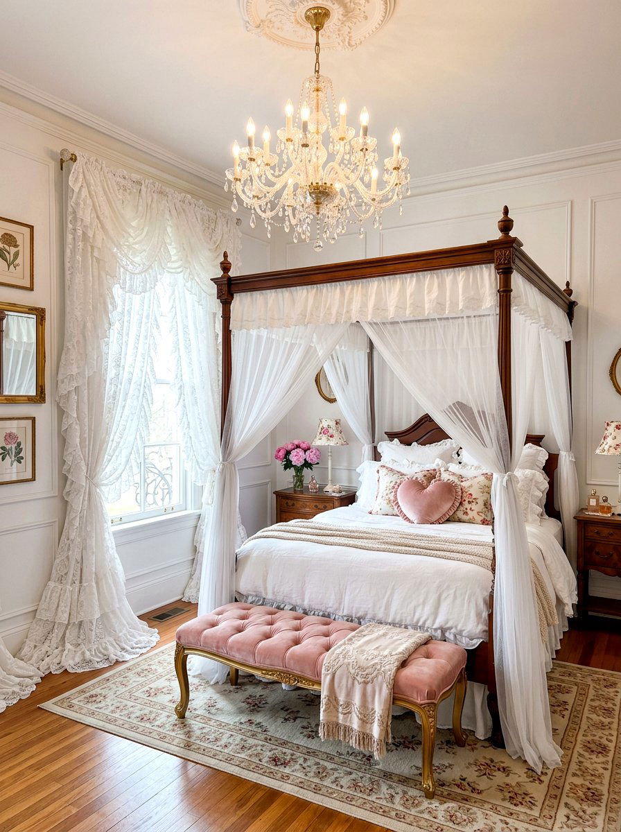 Ruffled Lace Curtain Panel - 30 lace curtain ideas