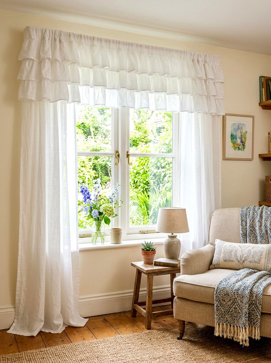 Ruffled Window Valance - 30 frilly bedroom ideas