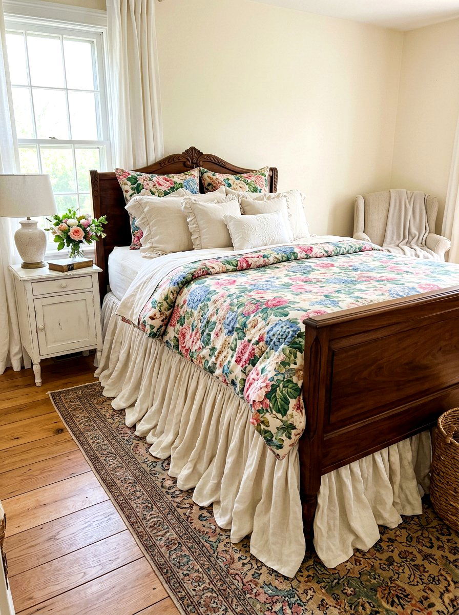 Ruffled bed skirt - 30 fairycore bedroom ideas