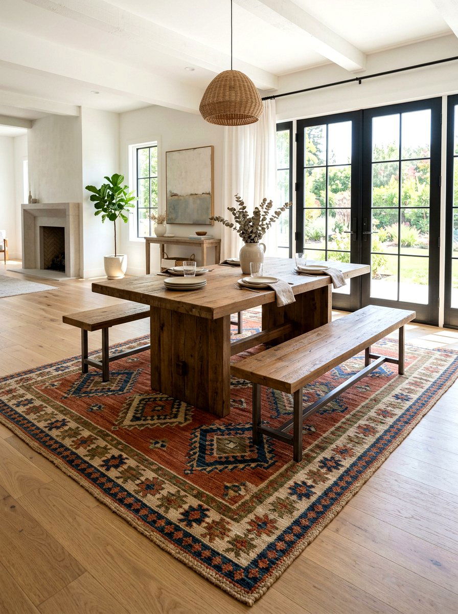 Rug For Dining Table With Bench - 30 dining room rug placement ideas