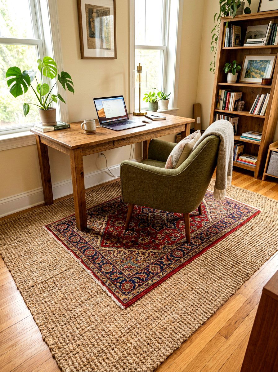 Rug Layered Office - 30 cozy office ideas