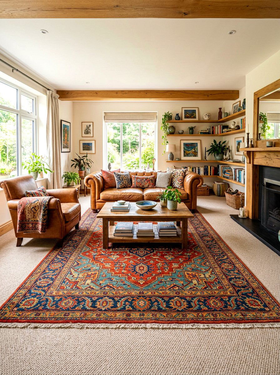Rug Layered Over Carpet - 30 area rug placement ideas