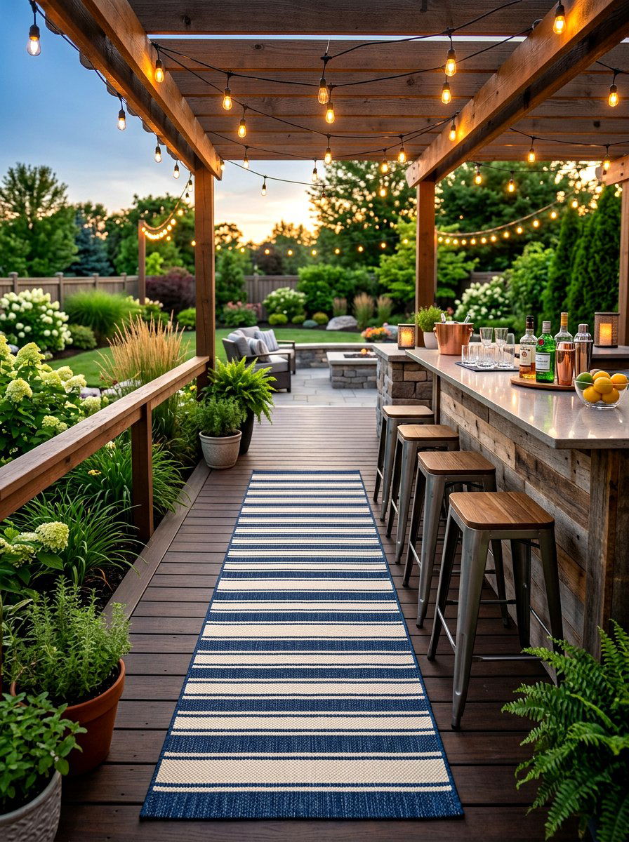 Runner striped outdoor rug - 30 striped outdoor rug ideas