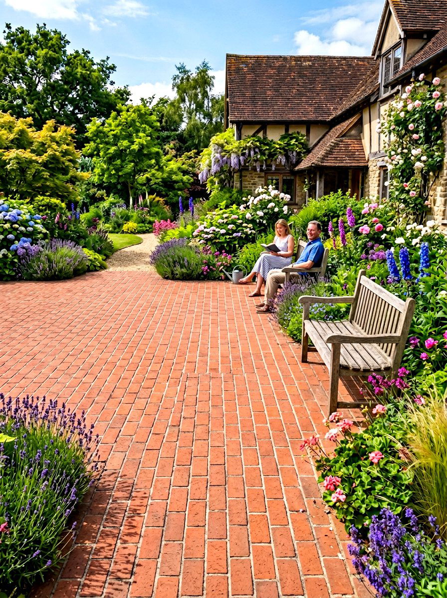 Running Bond Brick Pattern - 30 brick courtyard patio ideas