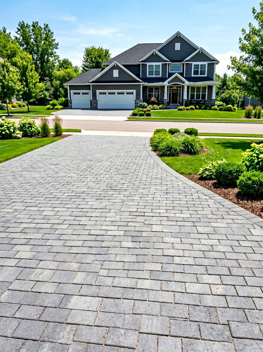 Running bond driveway pattern - 30 paver driveway ideas