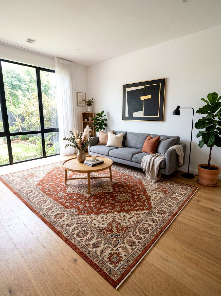 Rust Area Rug - 30 rust color decor ideas