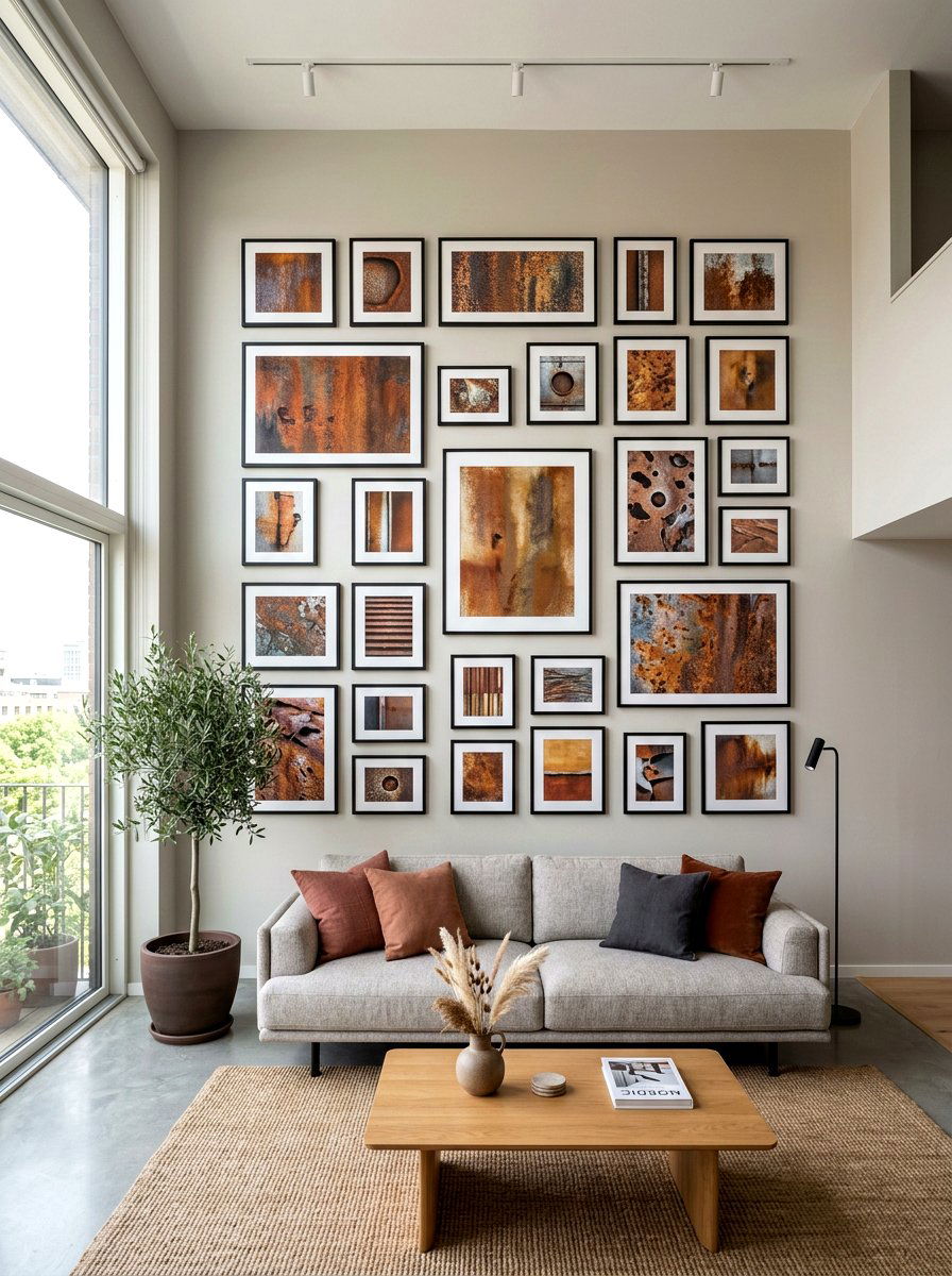 Rust Art Gallery Wall - 30 rust color decor ideas