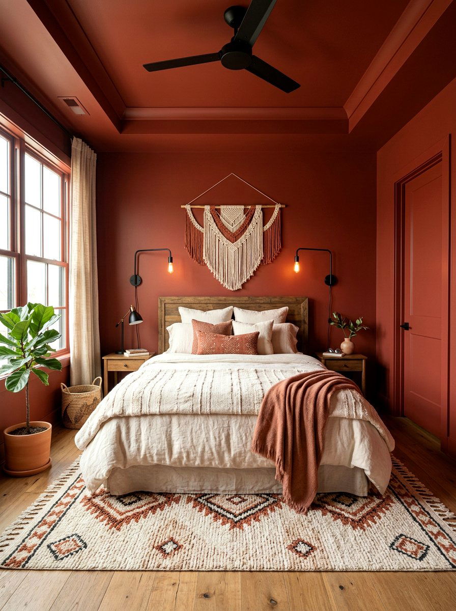 Rust Bedroom - 30 color drenched bedroom ideas
