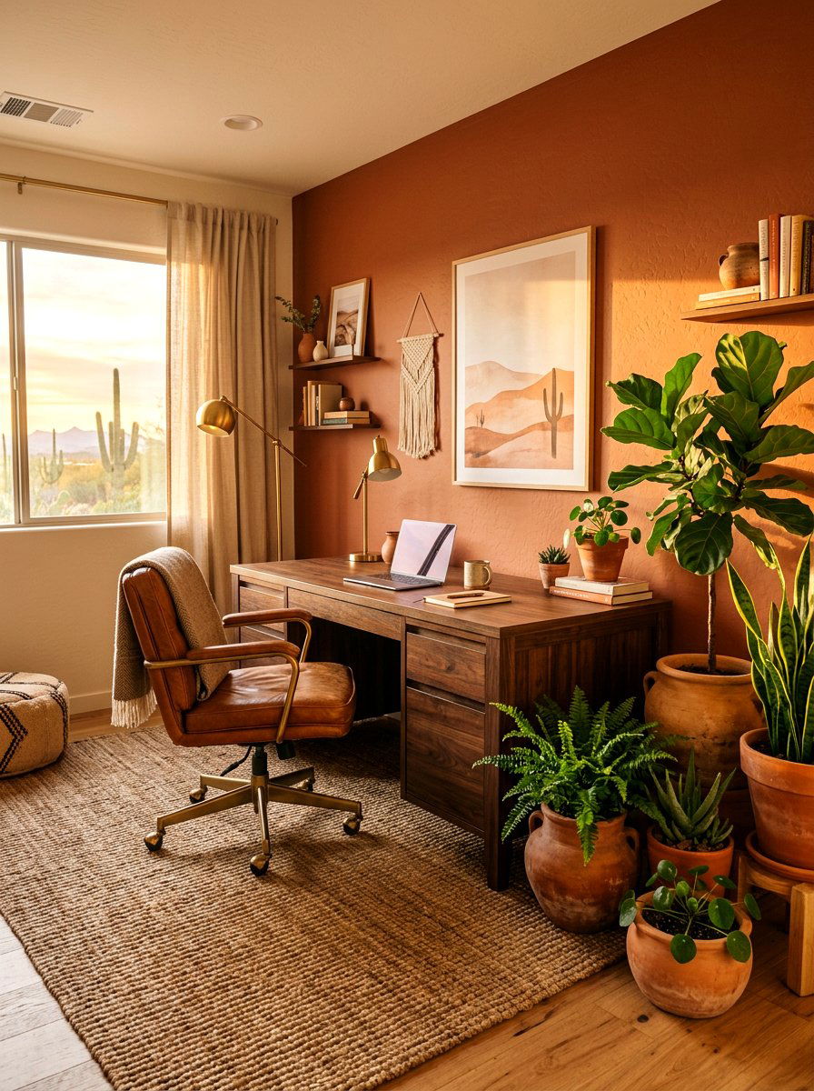 Rust Color Office - 30 office accent paint ideas