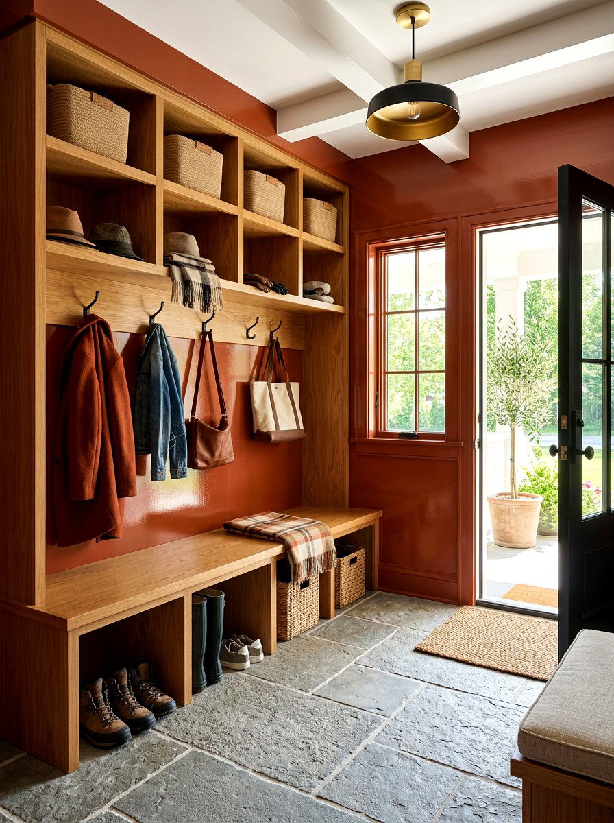 Rust Gloss Mudroom Space - 30 lacquered room ideas