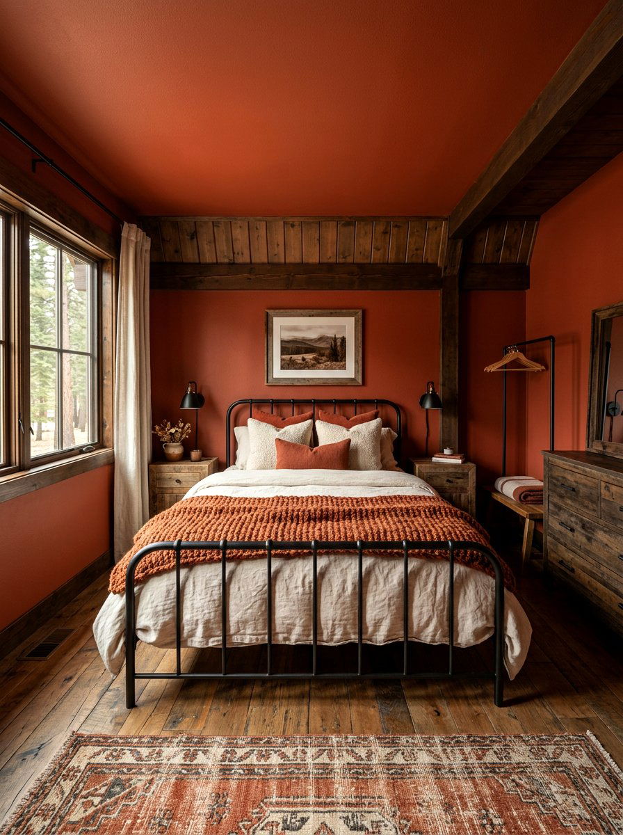 Rust Guest Room - 30 fall color drench ideas