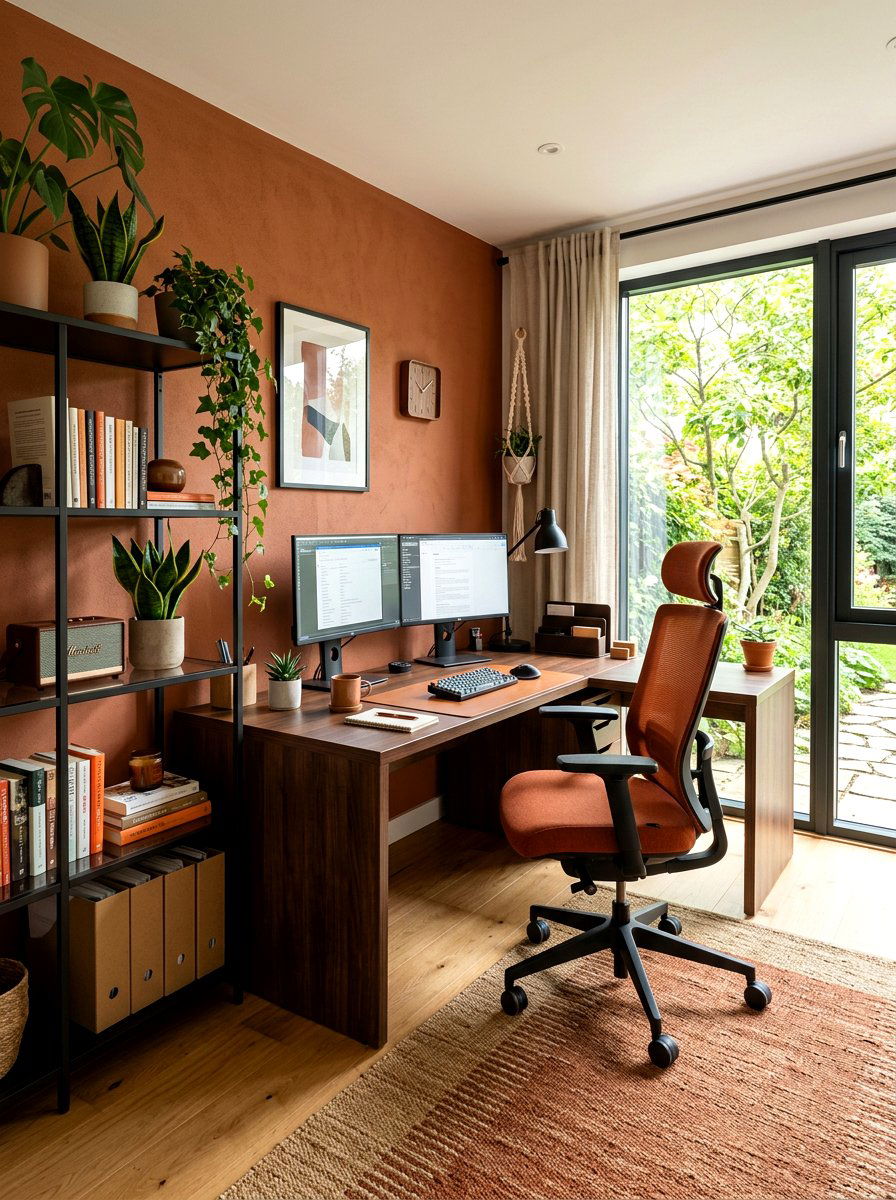 Rust Home Office Setup - 30 rust color decor ideas
