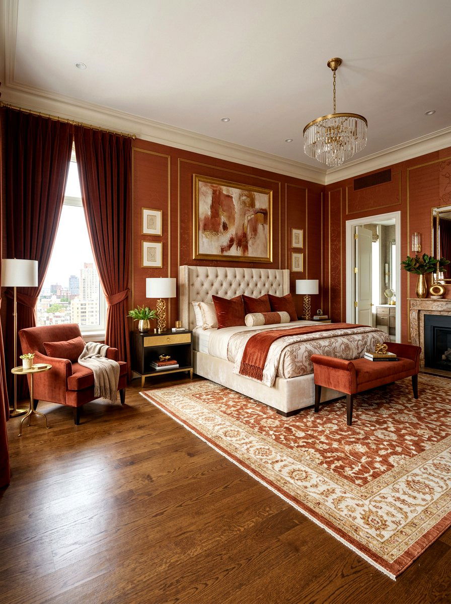 Rust Luxury Master Suite - 30 rust color decor ideas