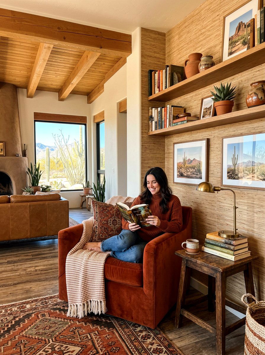 Rust Reading Nook - 30 desert color decor ideas