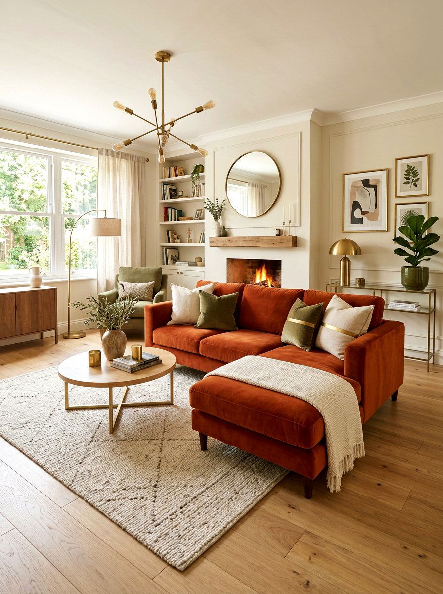 Rust Velvet Living Room - 30 rust color decor ideas