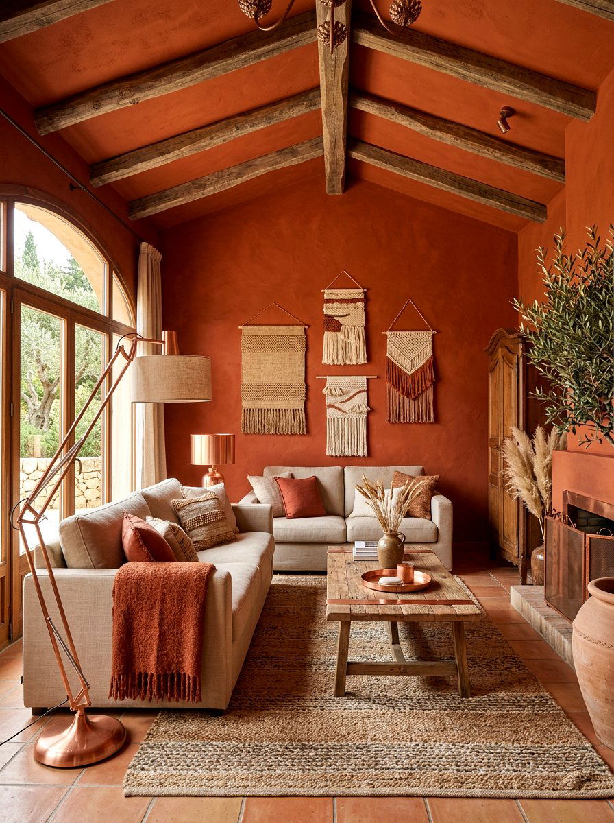 Rust living room - 30 color drench living room ideas