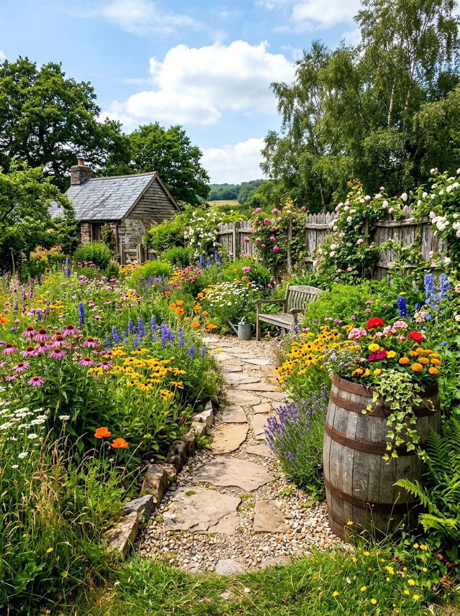 Rustic Backyard Scape - 30 xeriscape garden ideas