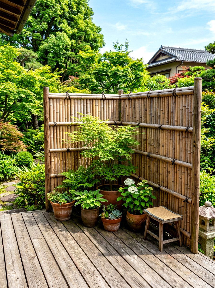 Rustic Bamboo Screen - 30 rustic fence ideas