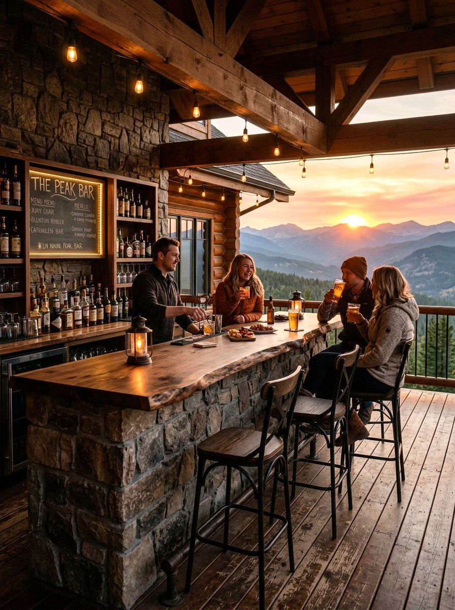 Rustic Bar Counter - 30 chalet porch ideas