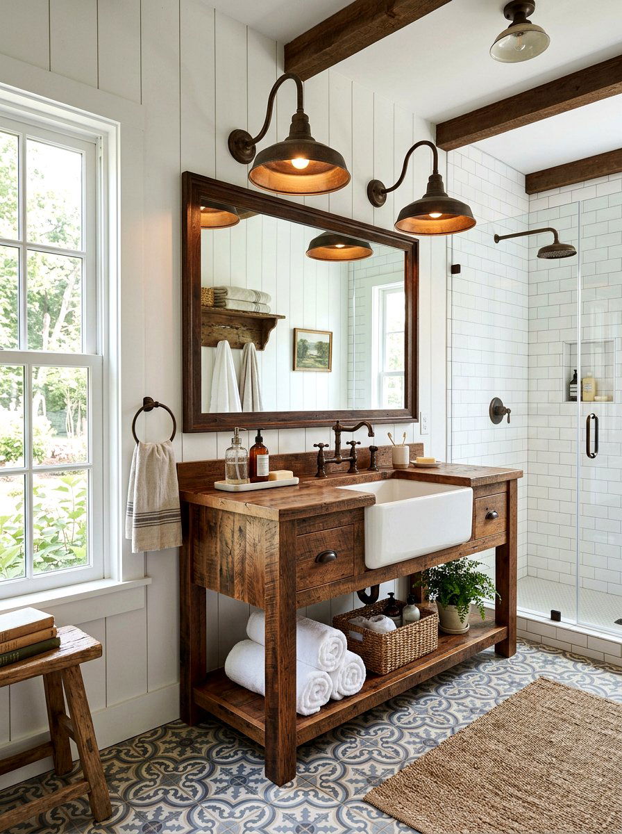 Rustic Barn Light Fixture - 30 bathroom lighting ideas