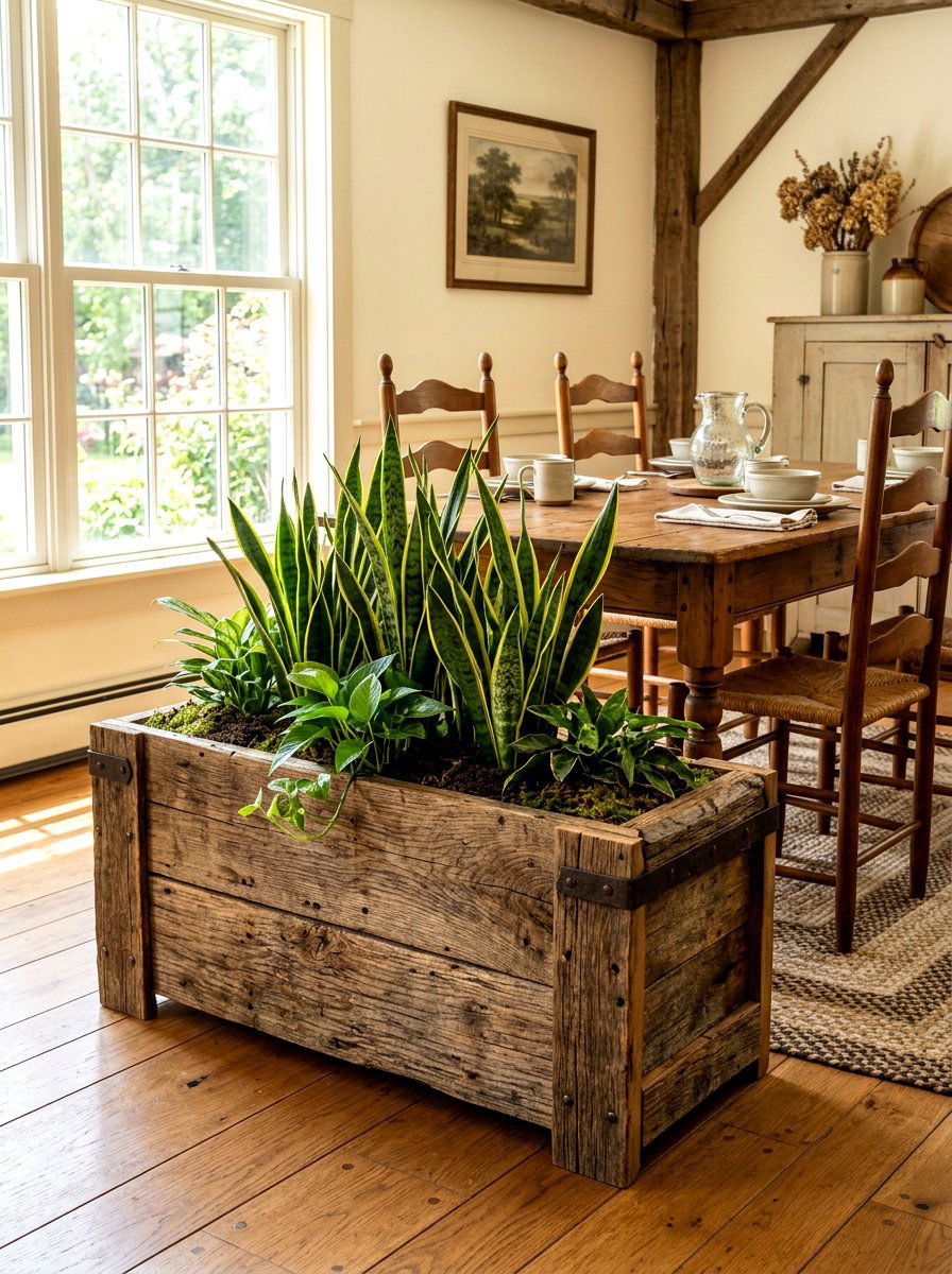 Rustic Barn Wood Planter - 30 vertical garden shelf ideas