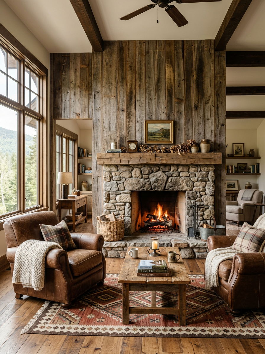 Rustic Barn Wood Strips - 30 removable wall molding ideas
