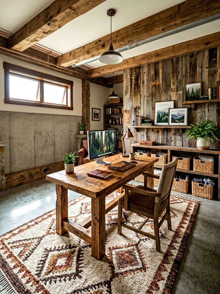 Rustic Basement Office With Wood - 30 basement office ideas