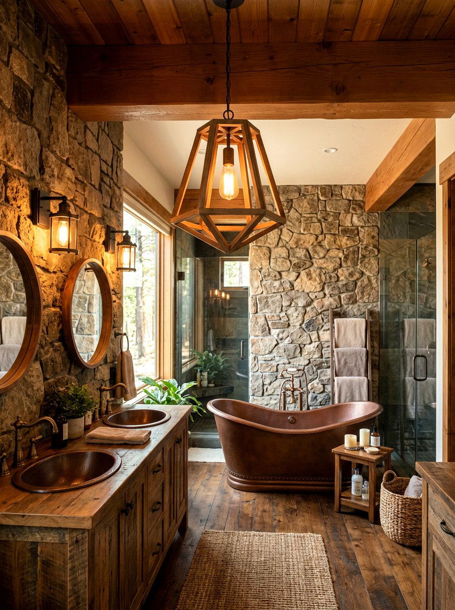 Rustic Bathroom Lighting - 30 rustic luxury bathroom ideas