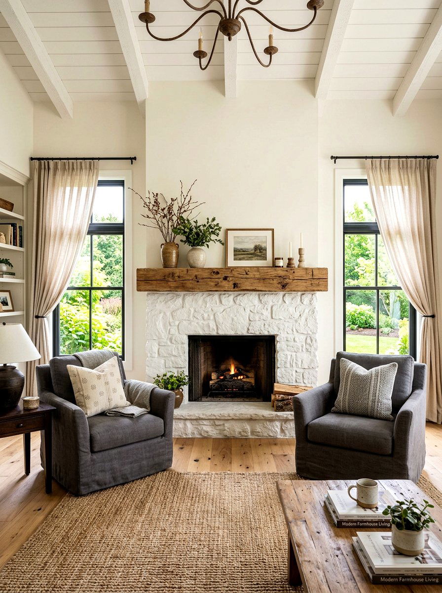 Rustic Beam Mantel - 30 reclaimed material decor ideas