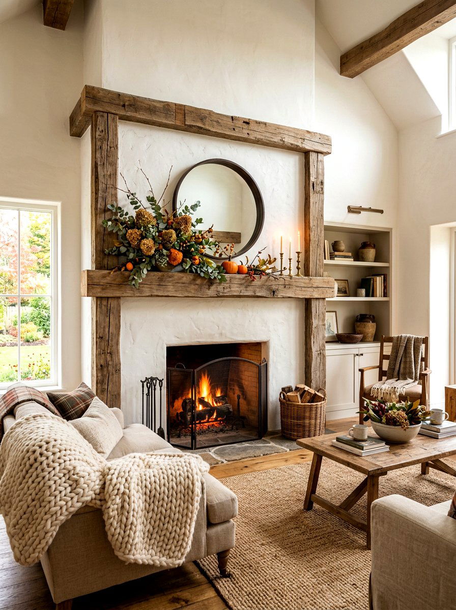 Rustic Beam Plaster Fireplace - 30 plaster fireplace ideas
