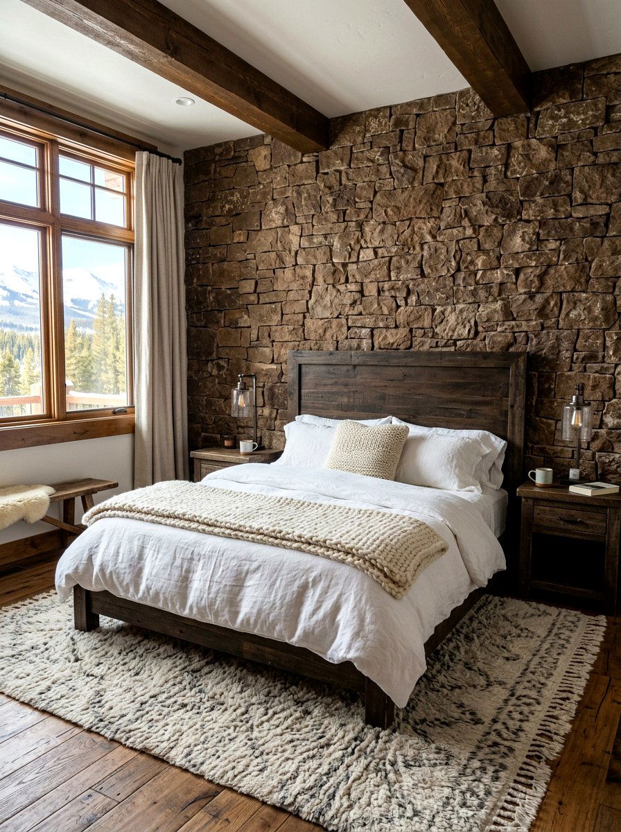 Rustic Bedroom Stone Accent - 30 stone accent wall ideas
