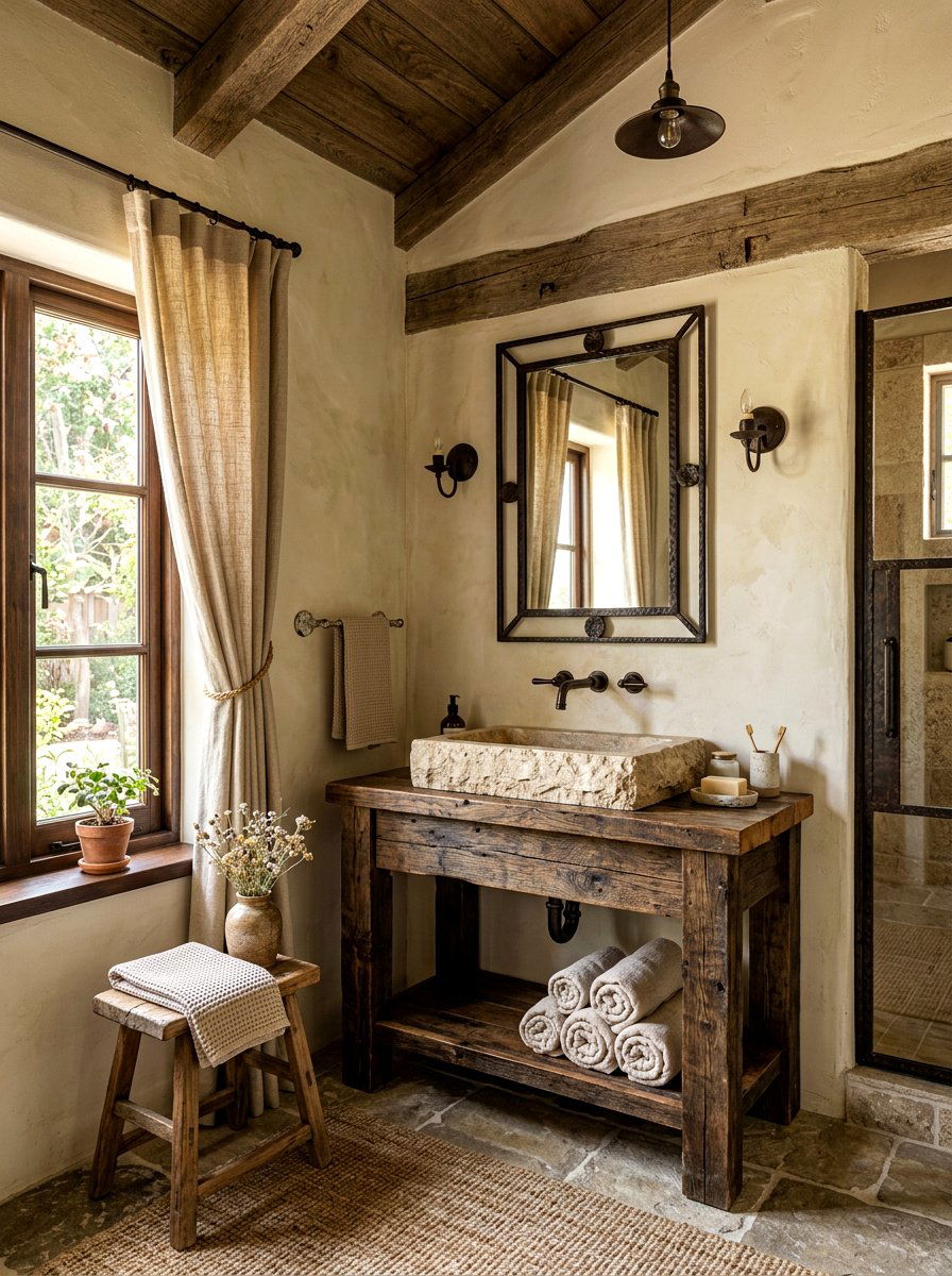 Rustic Beige Bathroom - 30 beige bathroom ideas