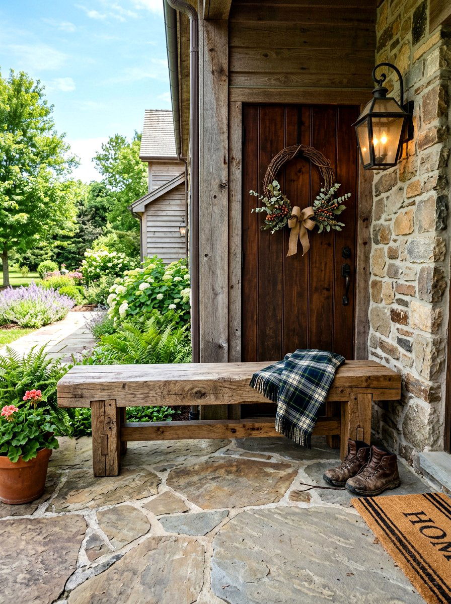 Rustic Bench Entryway - 30 cottage stoop ideas