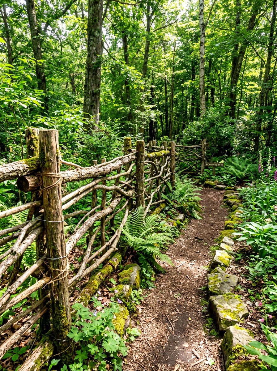 Rustic Branch Fence - 30 cheap fence ideas