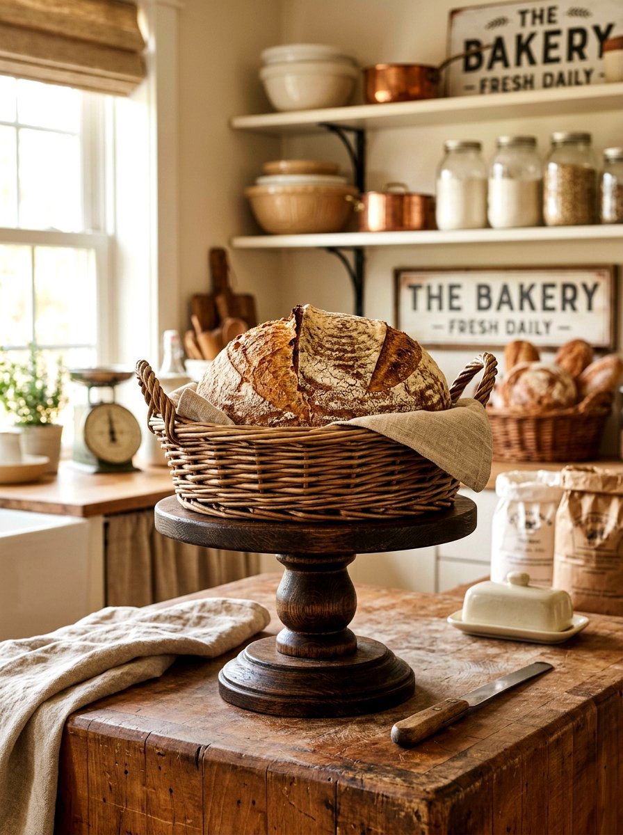 Rustic Bread Basket Cake Stand - 30 cake stand kitchen decor ideas