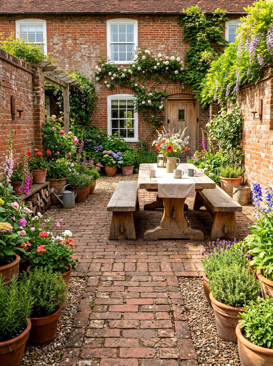 Rustic Brick Courtyard Space - 30 brick courtyard patio ideas