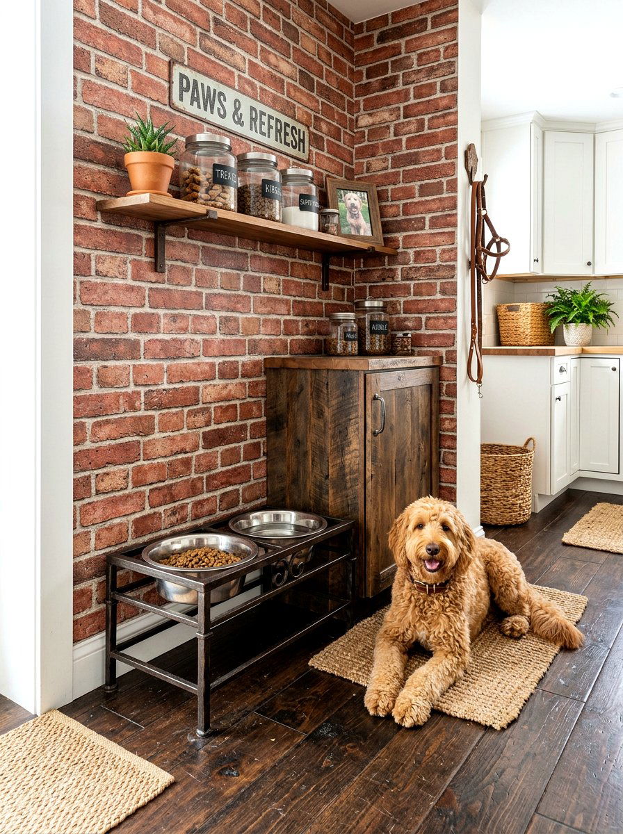 Rustic Brick Effect Wallpaper - 30 pet room wallpaper ideas