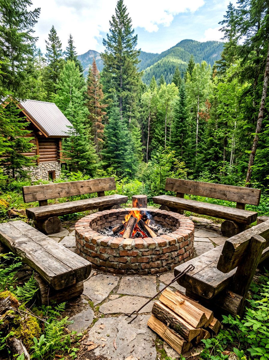 Rustic Brick Fire Pit - 30 brick fire pit ideas