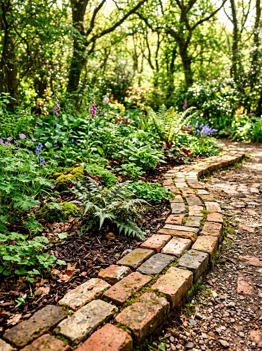 Rustic Brick Garden Edge - 30 brick border front yard ideas