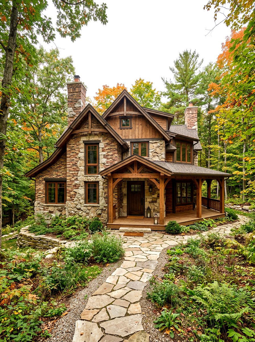 Rustic Brick Limestone Combination - 30 brick and limestone exterior ideas