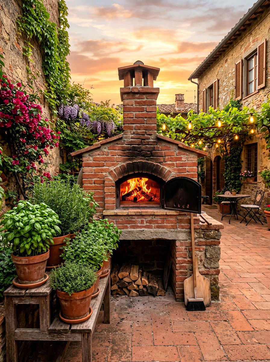 Rustic Brick Pizza Oven - 30 pizza oven patio design ideas