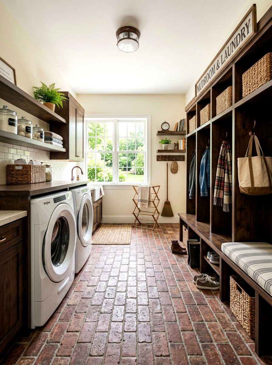Rustic Brick Tile - 30 laundry room floor tile ideas
