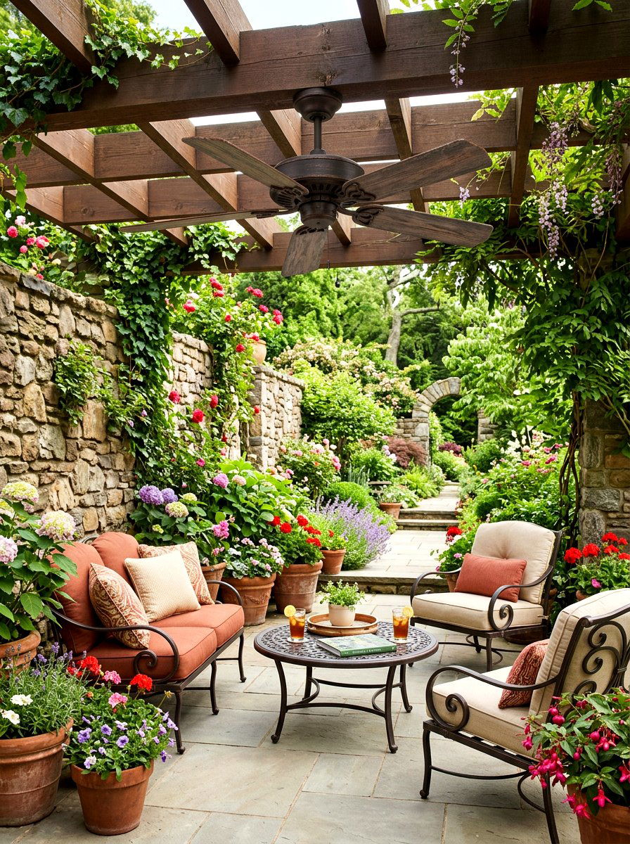 Rustic Bronze Patio Fan - 30 outdoor ceiling fan patio ideas