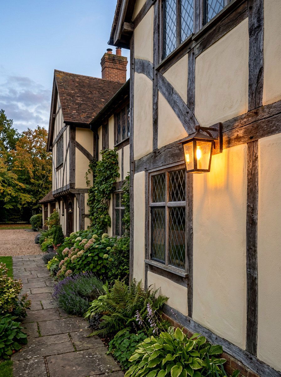 Rustic Bronze Wall Light - 30 Tudor exterior lighting ideas