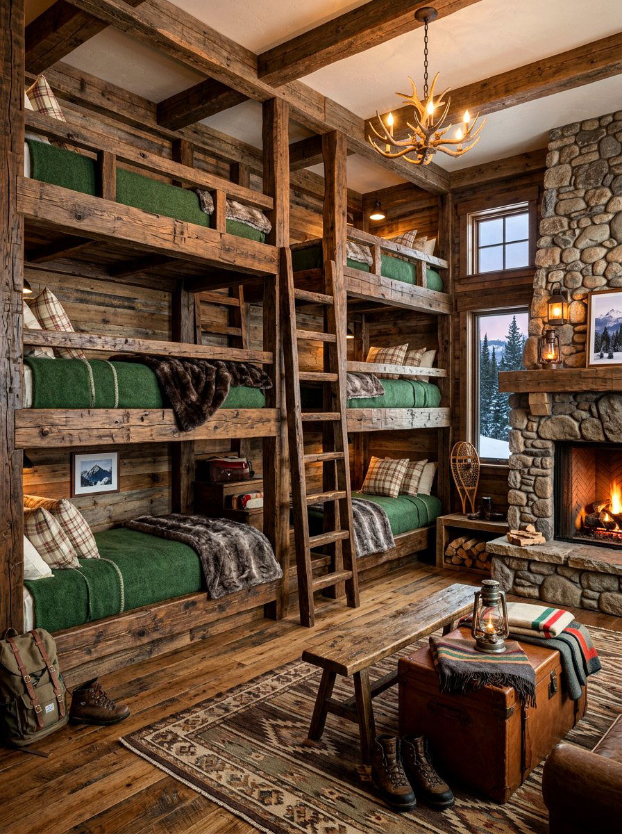 Rustic Bunk Room - 30 bunk room aesthetic ideas