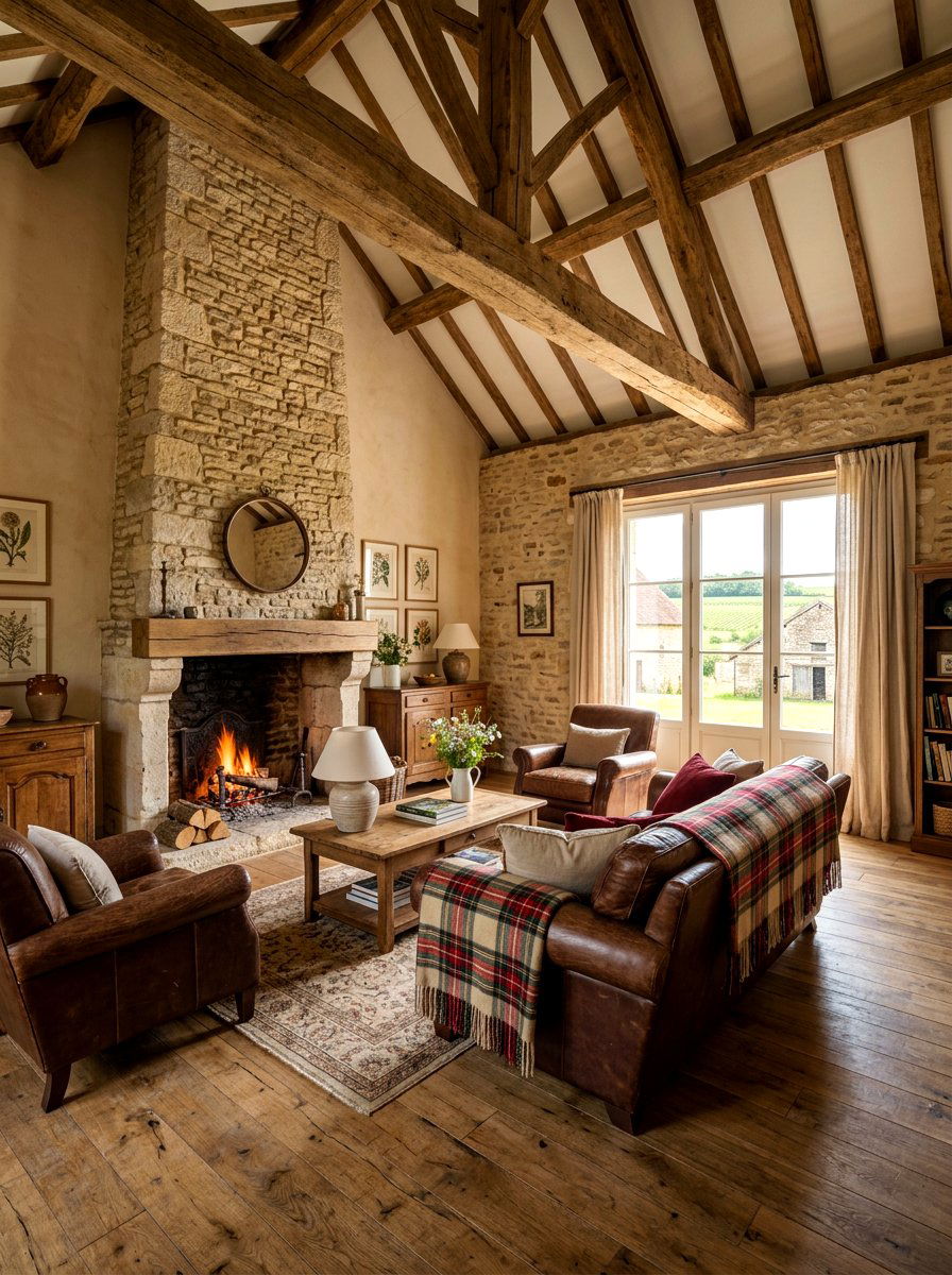 Rustic Burgundy Farmhouse - 30 burgundy living room ideas