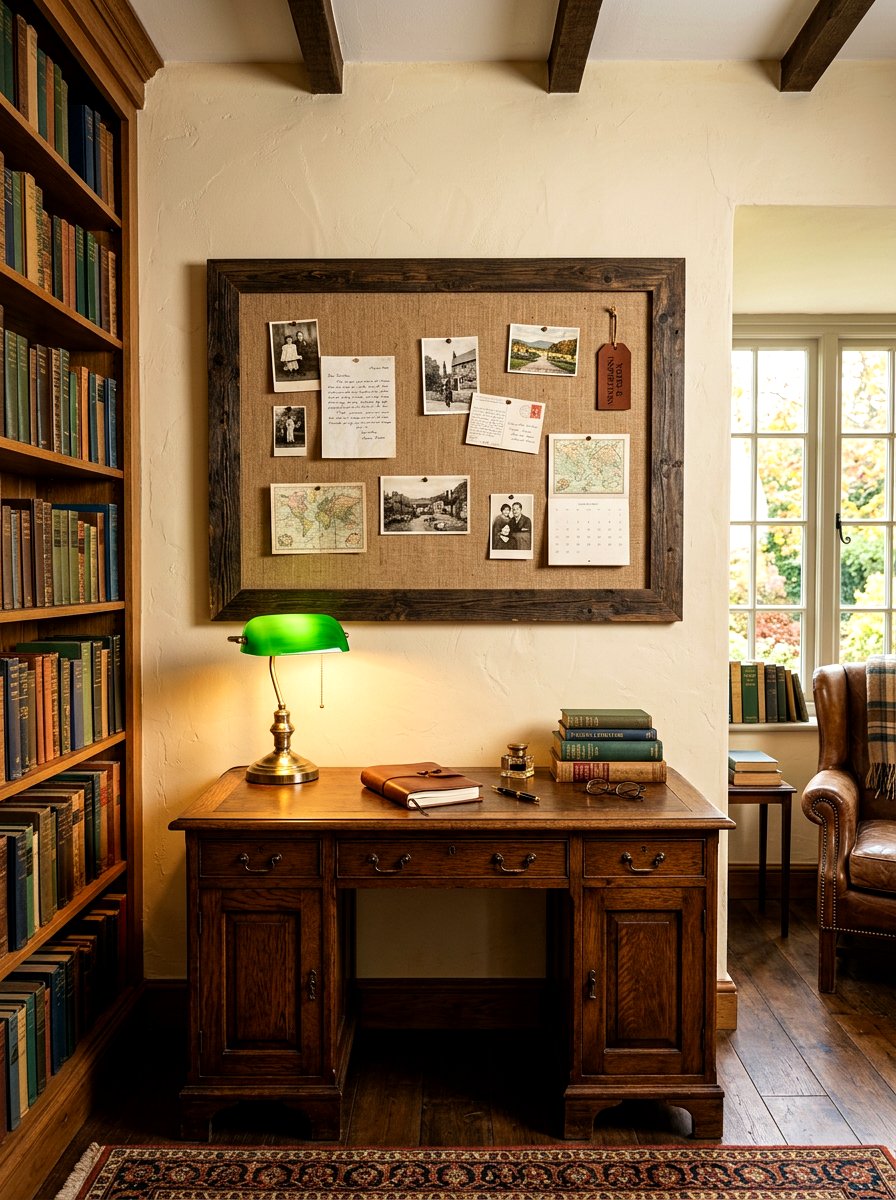 Rustic Burlap Bulletin Board - 30 pin board office wall ideas