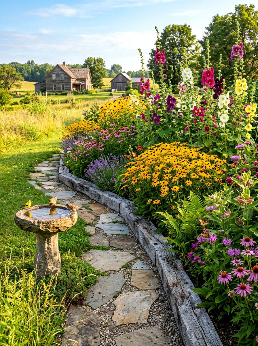 Rustic Butterfly Garden Border - 30 butterfly border ideas
