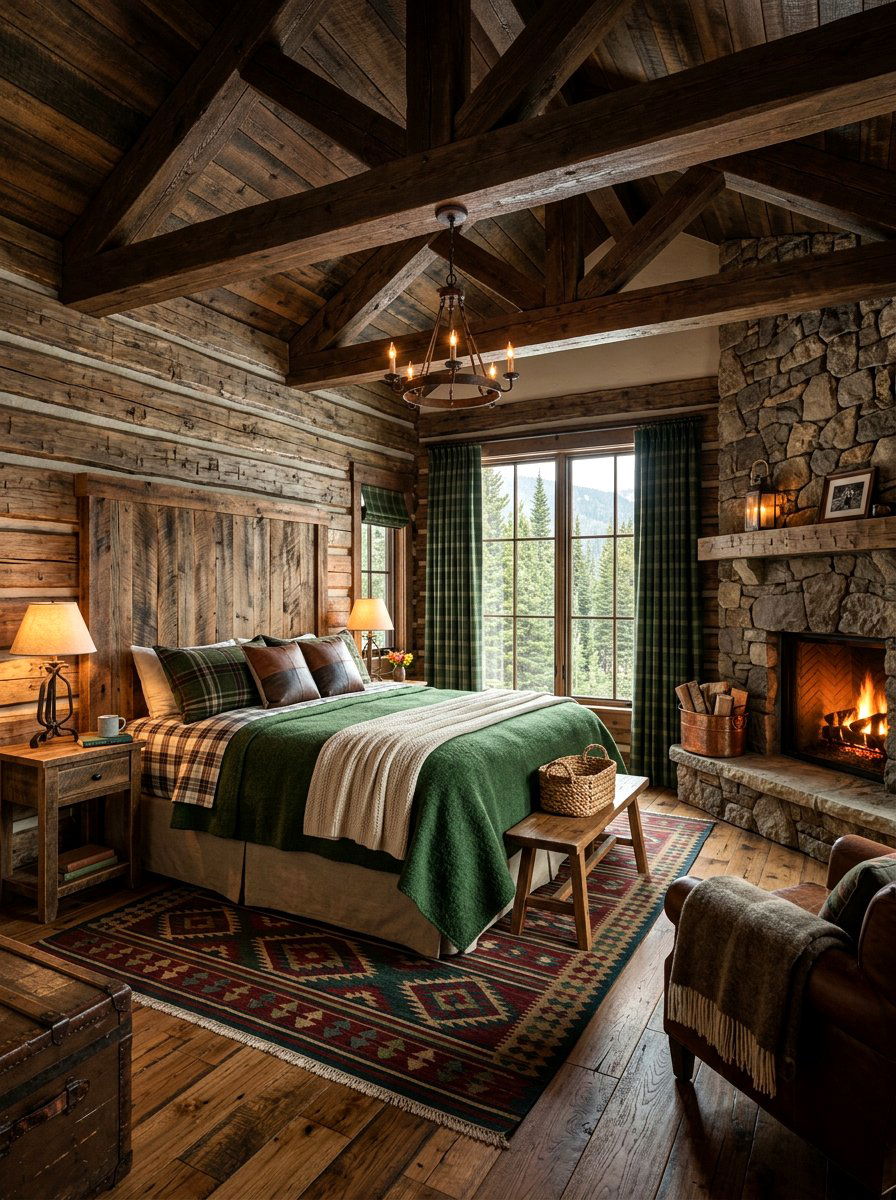 Rustic Cabin Bedroom - 30 cozy winter bedroom ideas